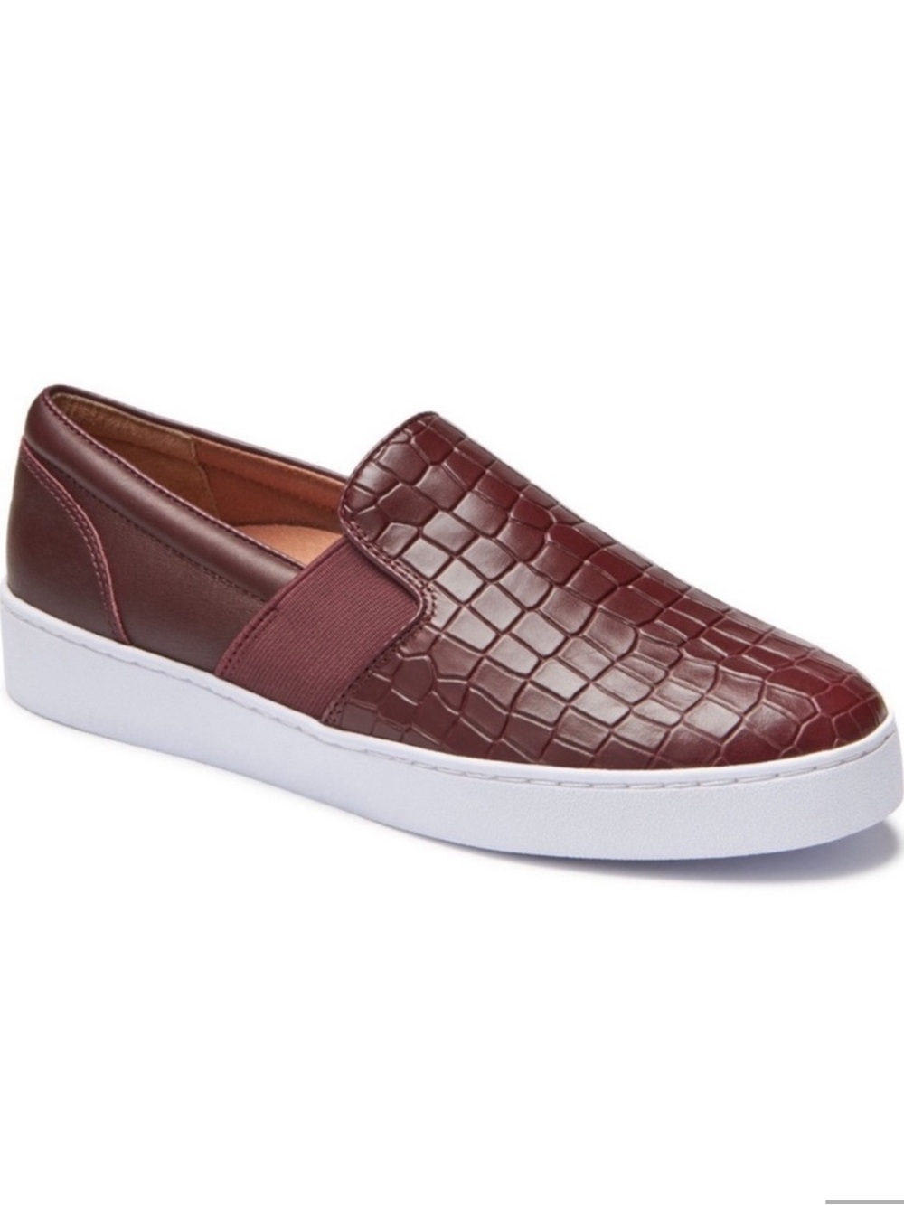 Vionic | Demetra Croc Animal Print Slip On Leather Shoes Loafer Burgundy Size 8
